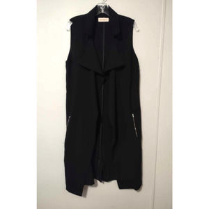 Naanaa Black Longline Vest With Zippers Size Small